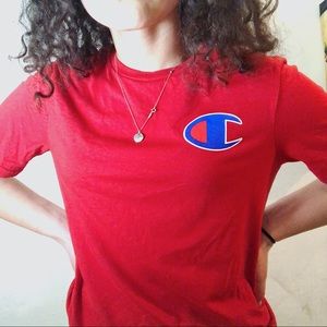 Red champion t-shirt!